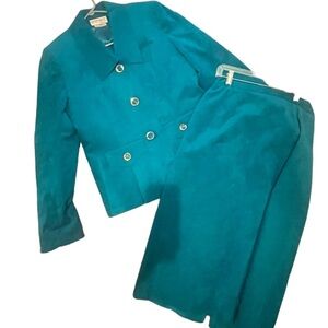 Ultra Suede Teal NWOT Women’s Two Piece Suit Blazer and Pencil Skirt Size 10